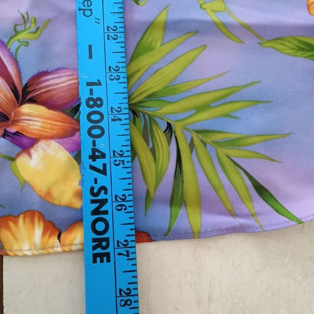 Vintage Maggie Sweet Blouse Womens Plus Size 1X Colorful Purple Hawaiian 80s USA - Picture 6 of 9